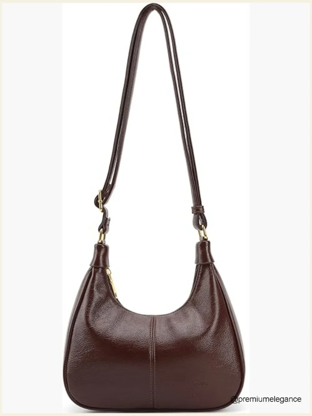 Vegan Leather Crescent Hobo Crossbody Bag with Adjustable Strap
